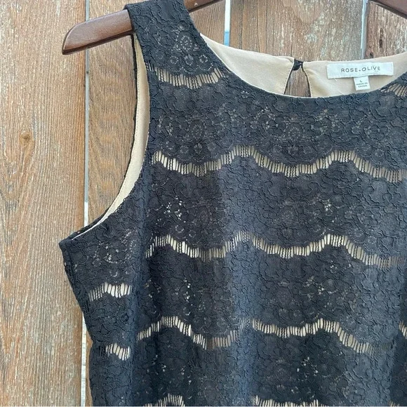 ROSE & OLIVE Women’s Sleeveless Black Lacy Shirt Blouse Size Large - Picture 4 of 8